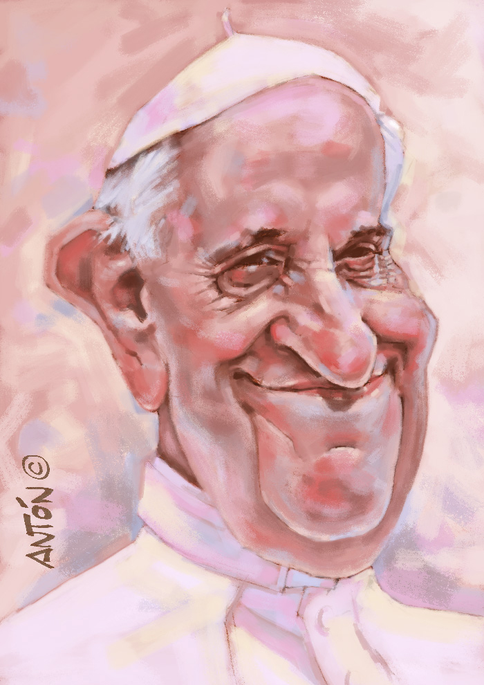 Caricatura Oro  Papa-Francisco