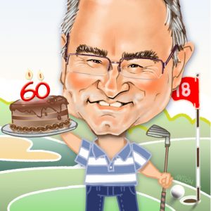 Caricatura-personalizada-aniversario-golf