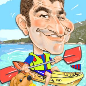 Caricaturas por encargo kayak-veraneo